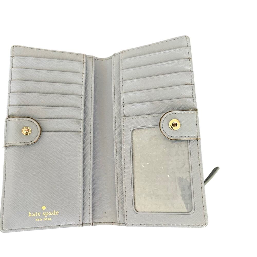 Kate Spade Wallet Powder Blue Leather Card Holder ID Designer Classic Minimalist - Picture 6 of 8